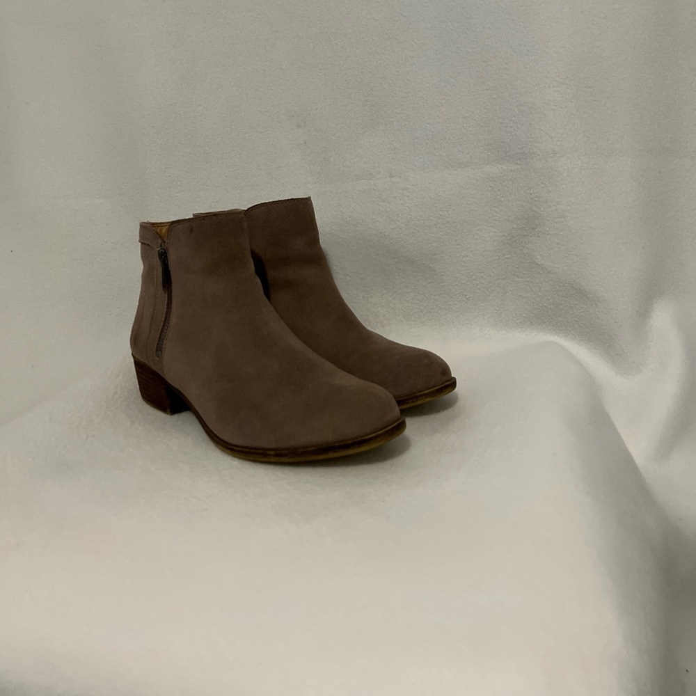 Luck Brand Size 10 Beige Suede Double Zipper  Leather Booties - Picture 5 of 16